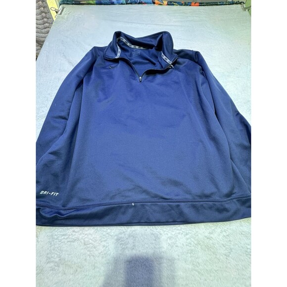 Nike Men’s Long Sleeve Dri Fit Quarter Zip Pullover Xl Navy Eagle Embroidery - Picture 3 of 13